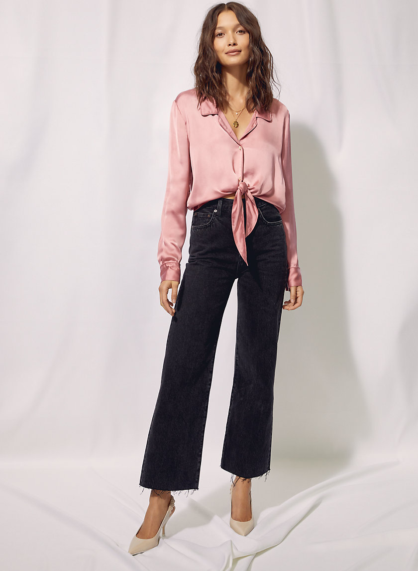 TIE-FRONT BLOUSE - Cropped, tie-front blouse TIE-FRONT BLOUSE - Cropped, tie-front blouse