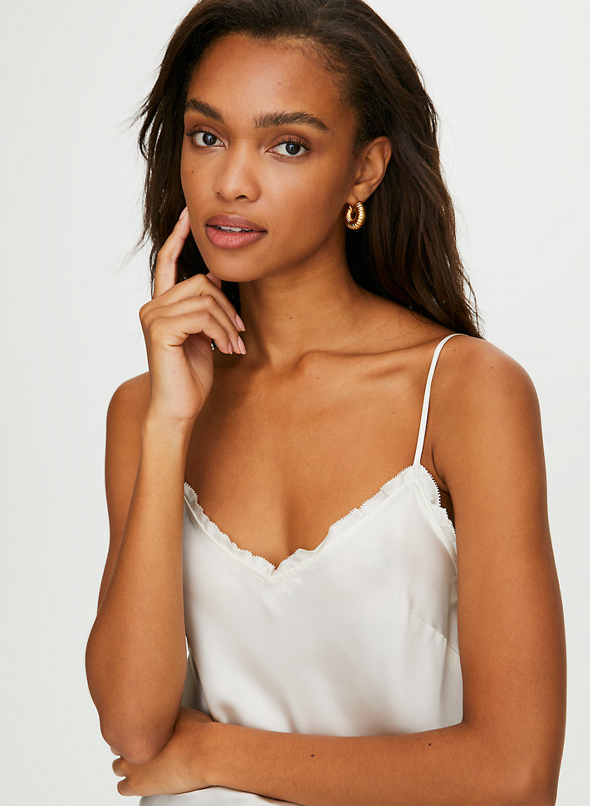 RUFFLE CAMISOLE - Ruffled trim, satin camisole RUFFLE CAMISOLE - Ruffled trim, satin camisole