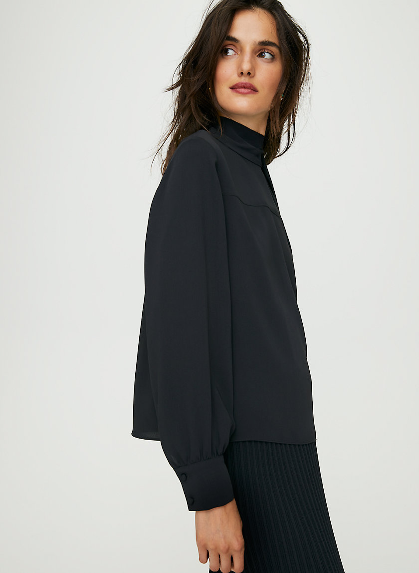 TRAPEZE BLOUSE - Long-sleeve, tie-neck blouse TRAPEZE BLOUSE - Long-sleeve, tie-neck blouse