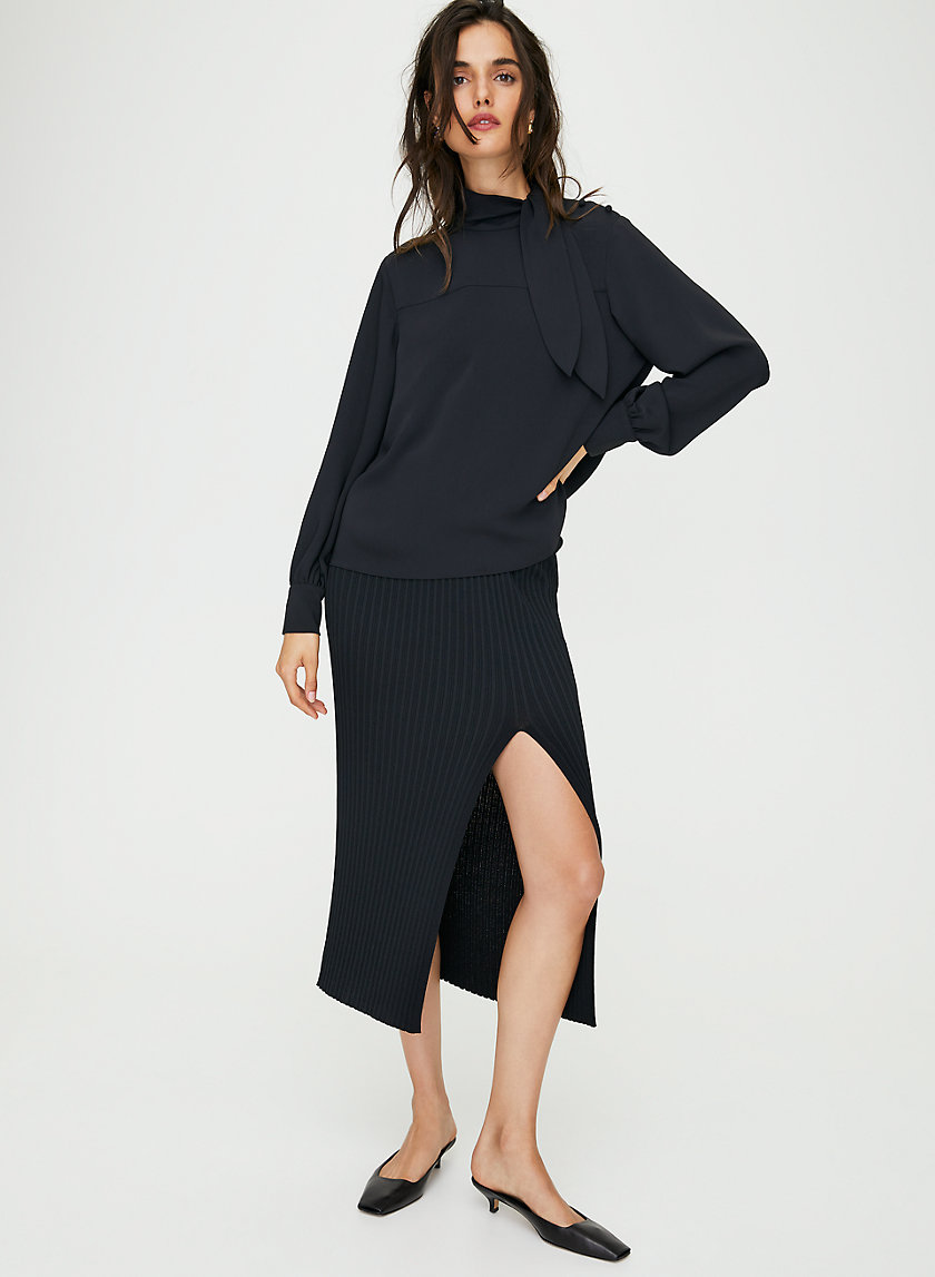 TRAPEZE BLOUSE - Long-sleeve, tie-neck blouse TRAPEZE BLOUSE - Long-sleeve, tie-neck blouse