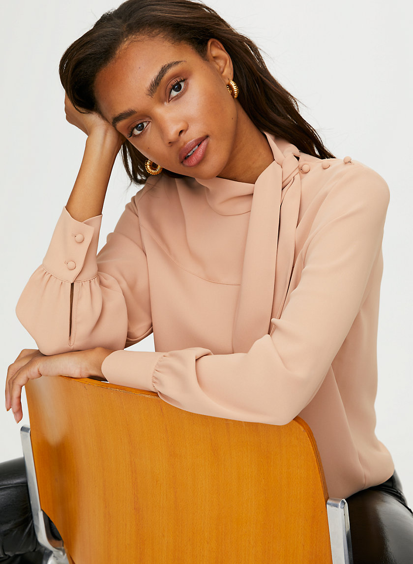 TRAPEZE BLOUSE - Long-sleeve, tie-neck blouse TRAPEZE BLOUSE - Long-sleeve, tie-neck blouse