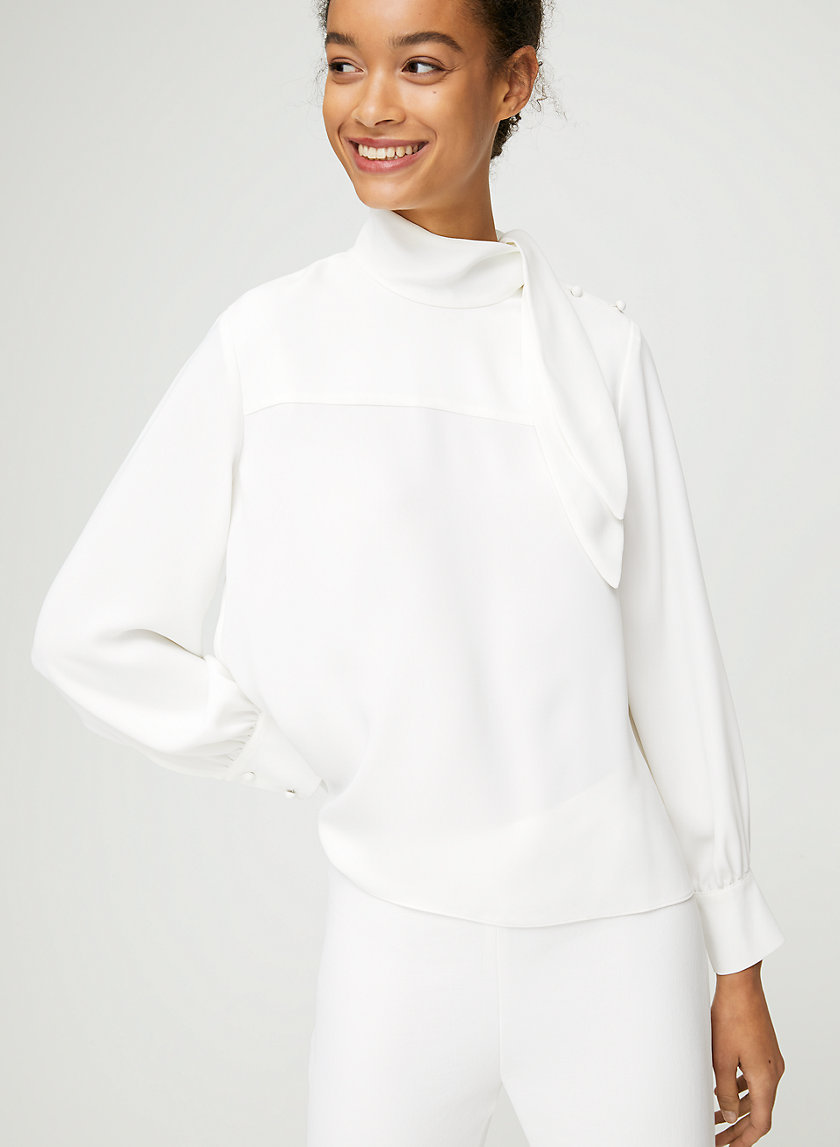 TRAPEZE BLOUSE - Long-sleeve, tie-neck blouse TRAPEZE BLOUSE - Long-sleeve, tie-neck blouse