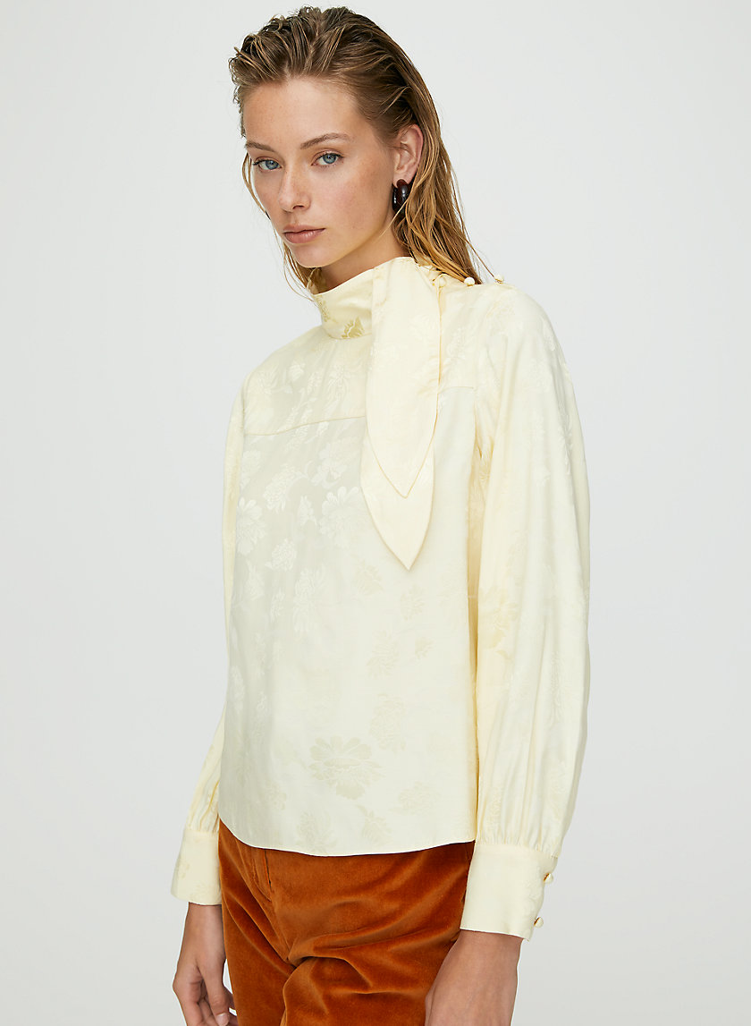 TRAPEZE BLOUSE - Long-sleeve floral tie-neck blouse TRAPEZE BLOUSE - Long-sleeve floral tie-neck blouse