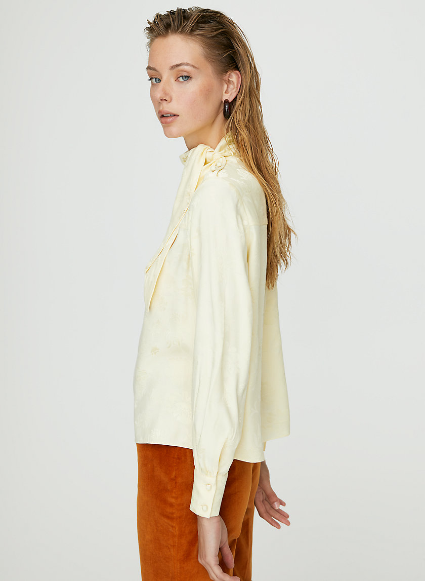 TRAPEZE BLOUSE - Long-sleeve floral tie-neck blouse TRAPEZE BLOUSE - Long-sleeve floral tie-neck blouse