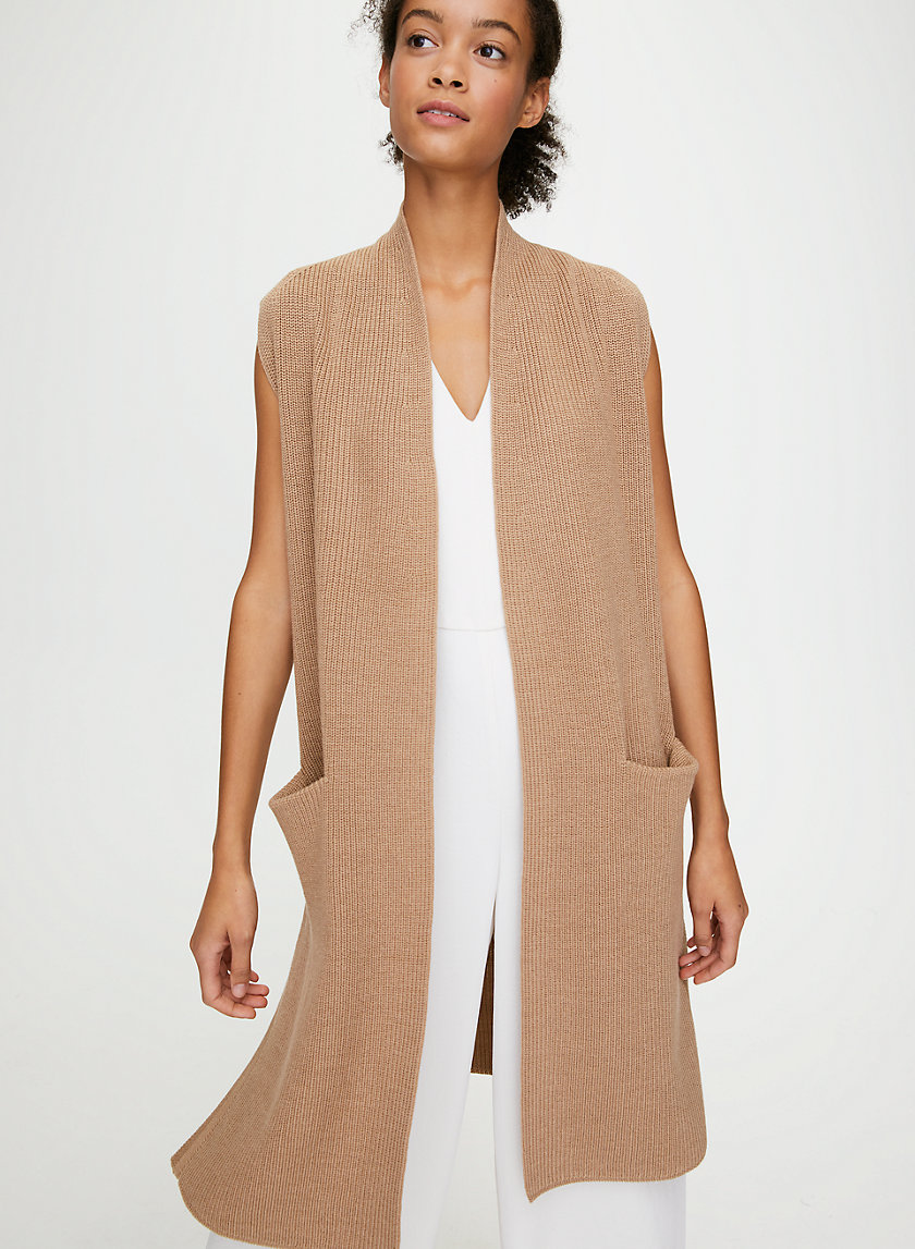 OLIVIE CARDIGAN - Long, merino-wool cardigan vest OLIVIE CARDIGAN - Long, merino-wool cardigan vest