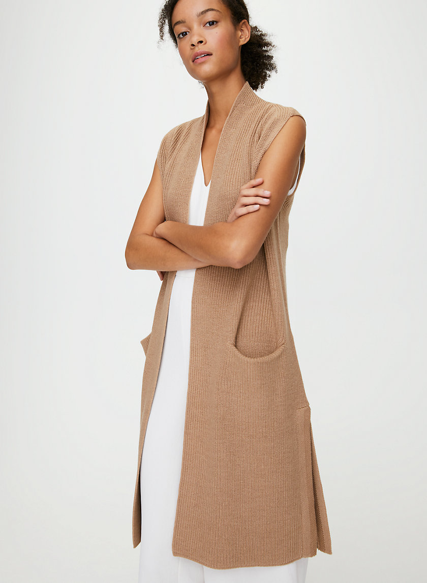 OLIVIE CARDIGAN - Long, merino-wool cardigan vest OLIVIE CARDIGAN - Long, merino-wool cardigan vest