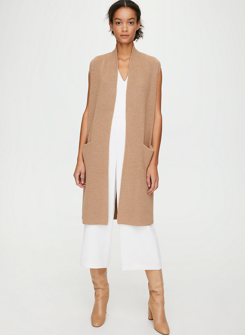 OLIVIE CARDIGAN - Long, merino-wool cardigan vest OLIVIE CARDIGAN - Long, merino-wool cardigan vest