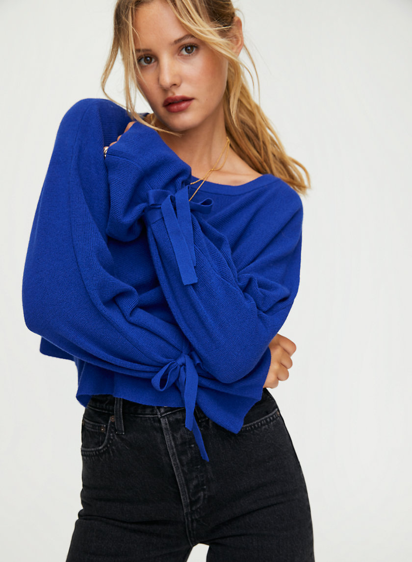 EMMY SWEATER - Cropped, cuff-tie wool sweater EMMY SWEATER - Cropped, cuff-tie wool sweater