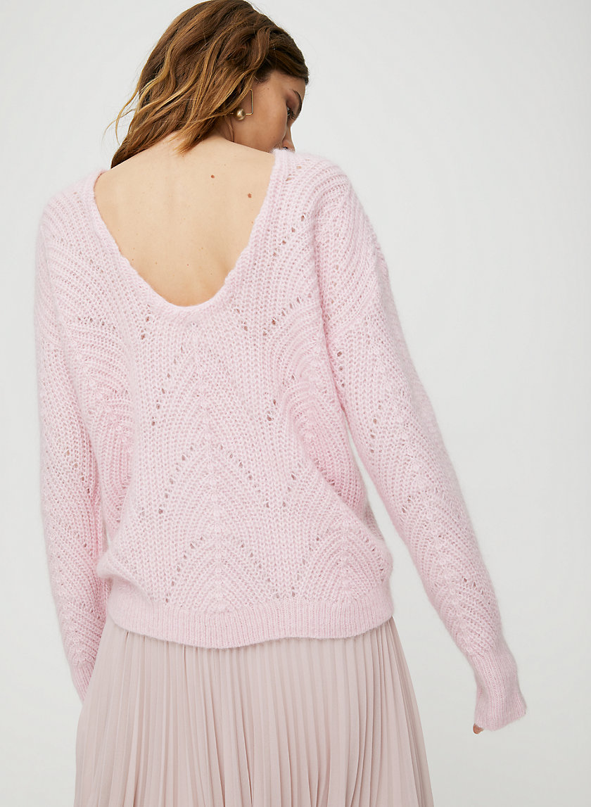 GRETCHEN SWEATER - Pointelle-knit scoop-back sweater GRETCHEN SWEATER - Pointelle-knit scoop-back sweater