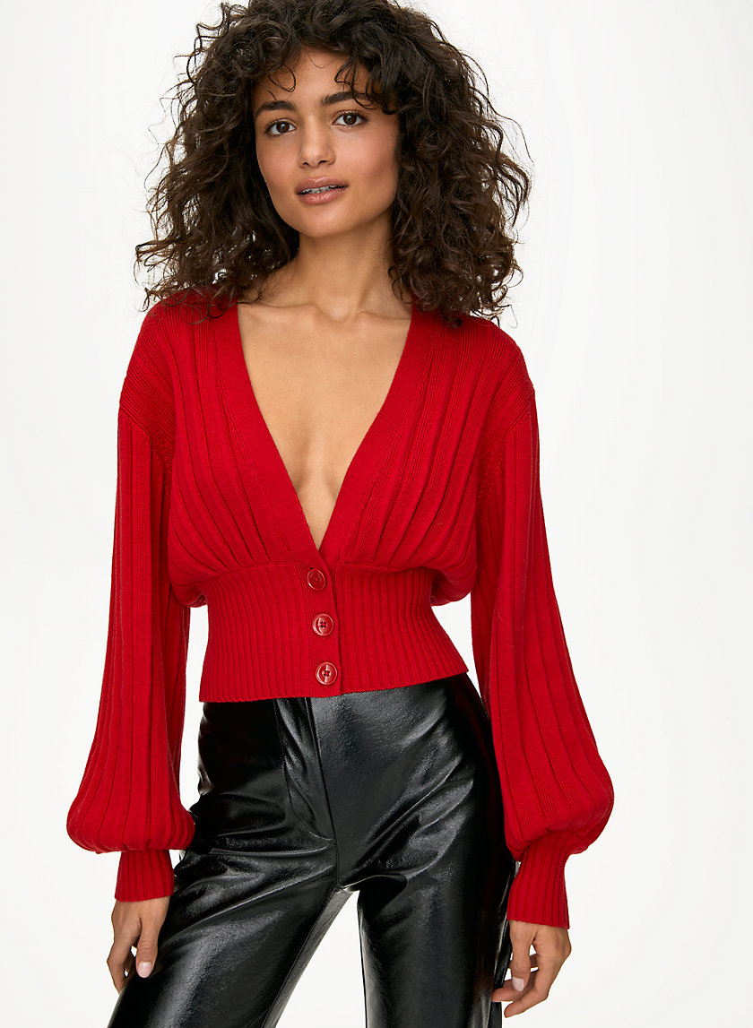 NEW PLUNGE FRONT CARDIGAN - Cropped deep v-neck cardigan NEW PLUNGE FRONT CARDIGAN - Cropped deep v-neck cardigan