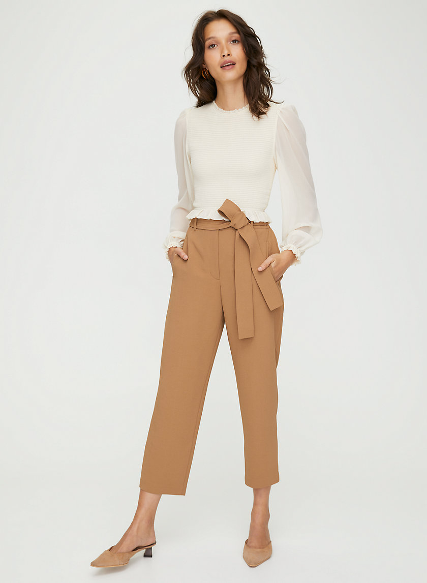 TIE-FRONT PANT - Cropped, high-waisted pants TIE-FRONT PANT - Cropped, high-waisted pants