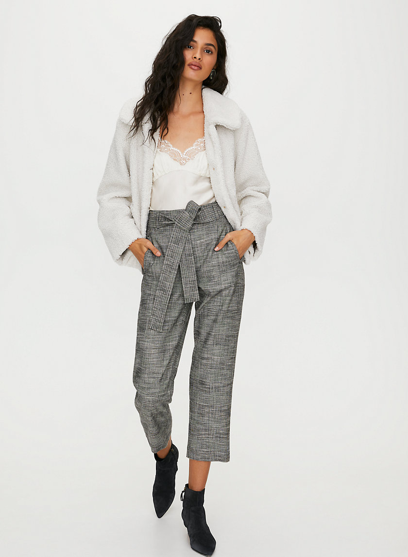 NEW TIE-FRONT CHECK PANT - Cropped high-waisted pants NEW TIE-FRONT CHECK PANT - Cropped high-waisted pants