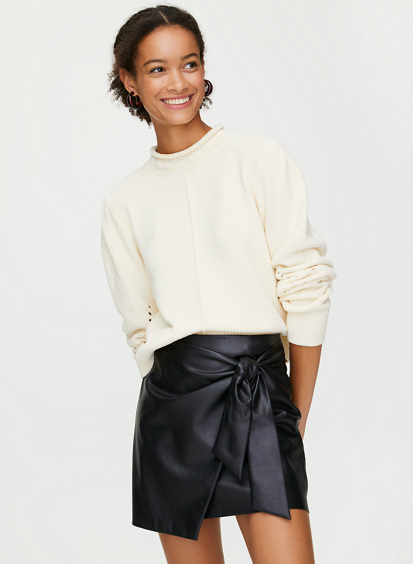 WRAP FRONT SKIRT - Faux-leather wrap skirt WRAP FRONT SKIRT - Faux-leather wrap skirt