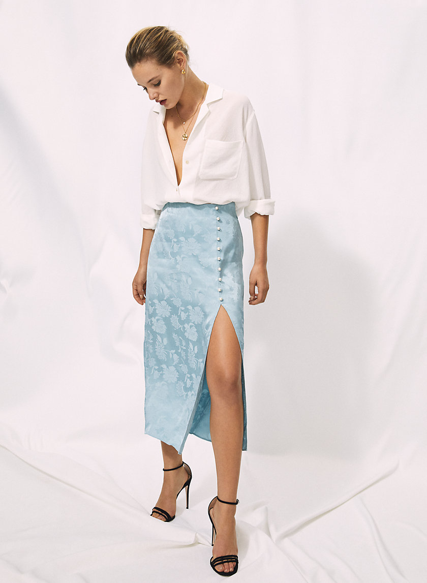 BAROQUE SKIRT - Side-slit, pearl-button skirt BAROQUE SKIRT - Side-slit, pearl-button skirt