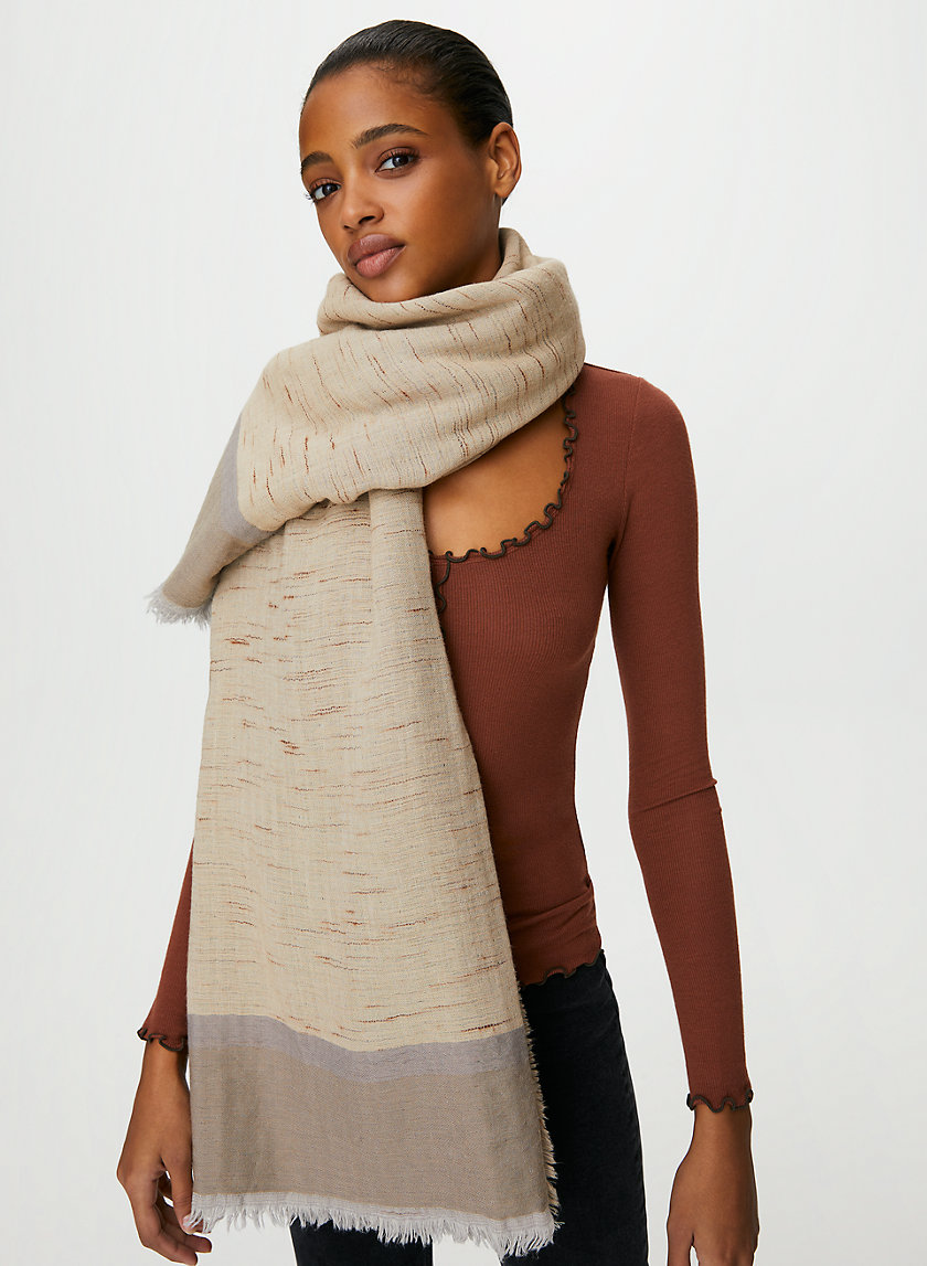 BORDER WOOL BLANKET SCARF - Gauzy wool-blend blanket scarf BORDER WOOL BLANKET SCARF - Gauzy wool-blend blanket scarf