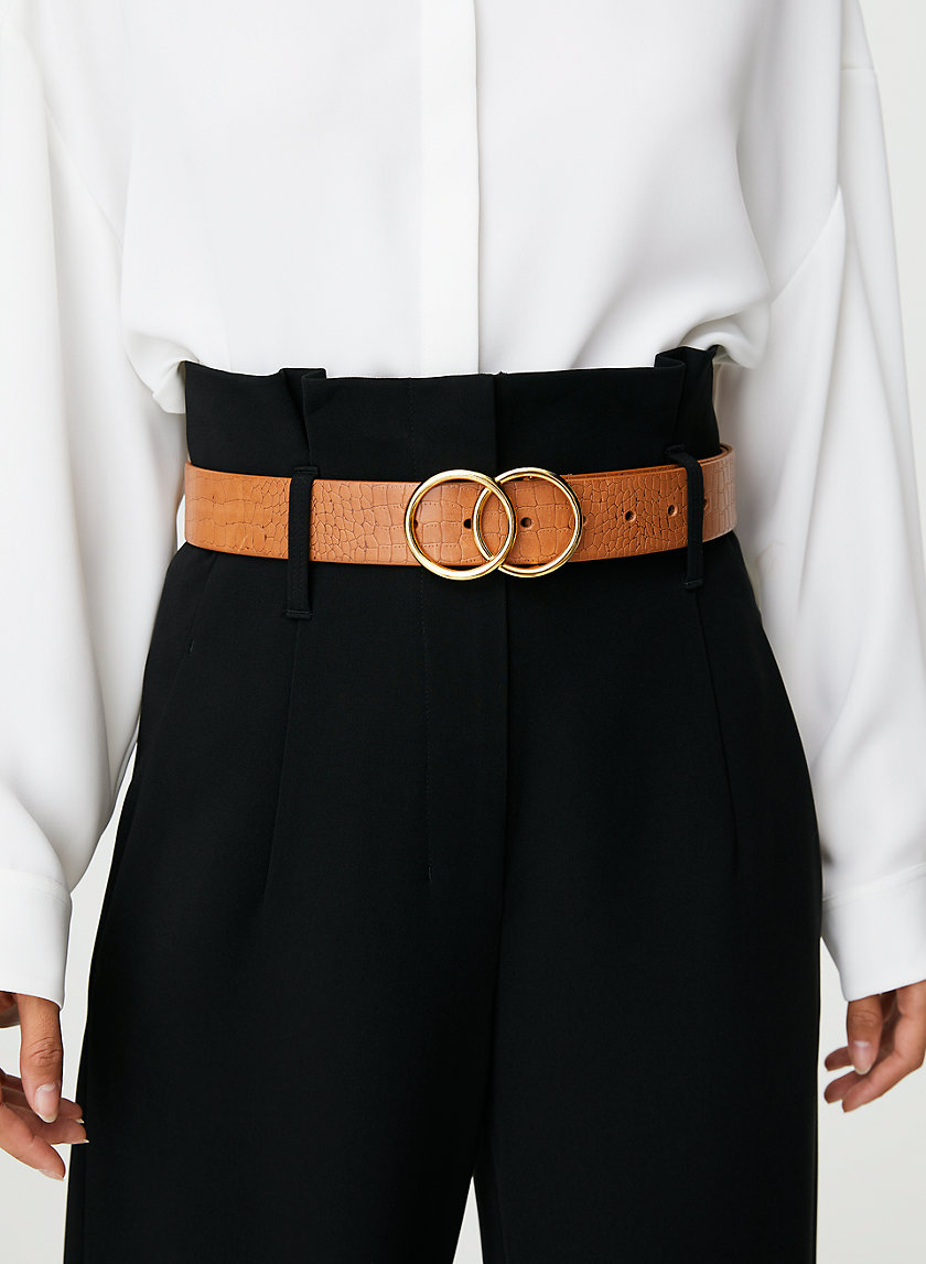 DOUBLE RING JEAN BELT - Leather crocodile belt DOUBLE RING JEAN BELT - Leather crocodile belt