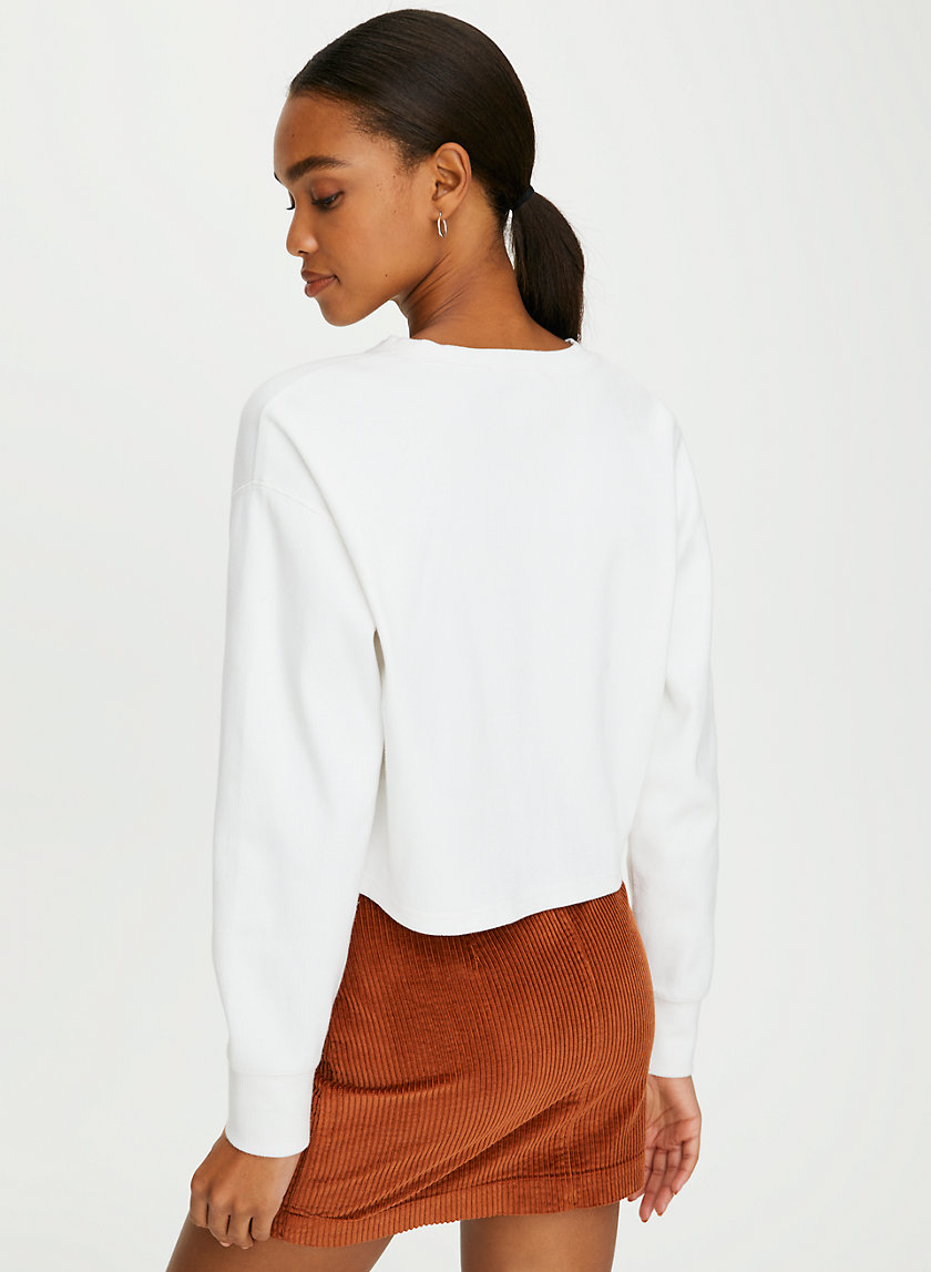 MAVIS T-SHIRT - Cropped, waffle-knit henley MAVIS T-SHIRT - Cropped, waffle-knit henley