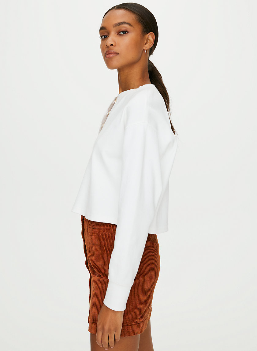 MAVIS T-SHIRT - Cropped, waffle-knit henley MAVIS T-SHIRT - Cropped, waffle-knit henley