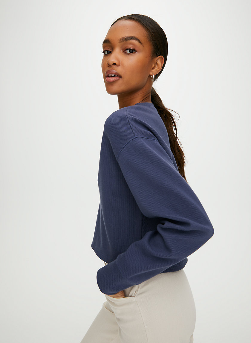 MAVIS T-SHIRT - Cropped, waffle-knit henley MAVIS T-SHIRT - Cropped, waffle-knit henley