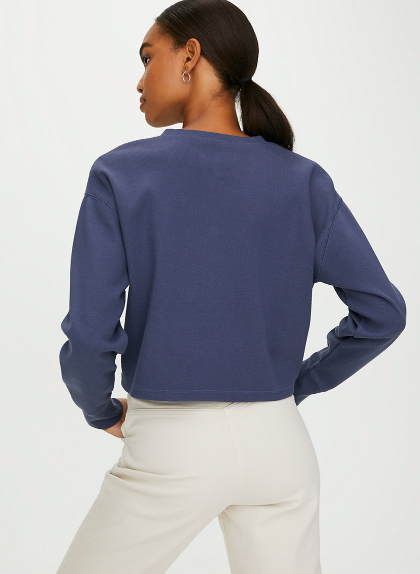 MAVIS T-SHIRT - Cropped, waffle-knit henley MAVIS T-SHIRT - Cropped, waffle-knit henley