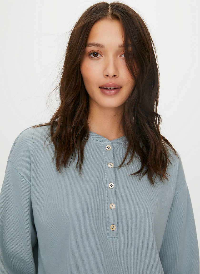 MAVIS T-SHIRT - Cropped, waffle-knit henley MAVIS T-SHIRT - Cropped, waffle-knit henley