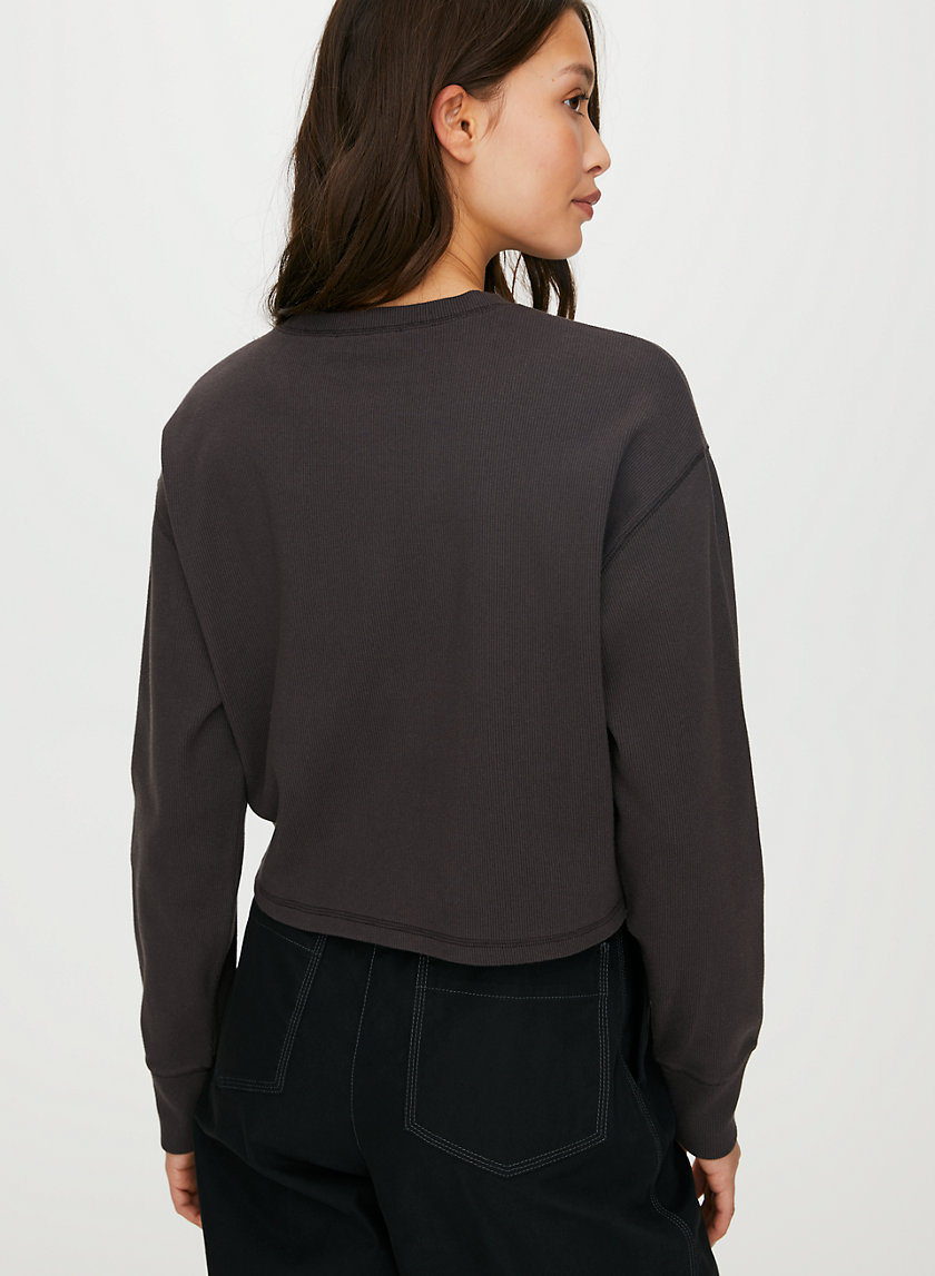 MAVIS T-SHIRT - Cropped, waffle-knit henley MAVIS T-SHIRT - Cropped, waffle-knit henley