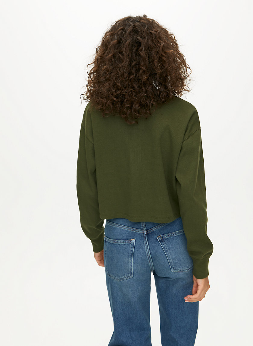 MAVIS T-SHIRT - Cropped, waffle-knit henley MAVIS T-SHIRT - Cropped, waffle-knit henley
