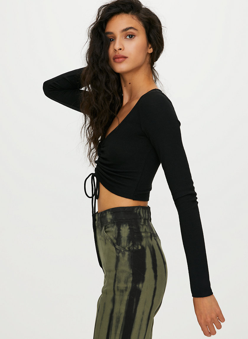LYNX LONGSLEEVE - Ruched tie-front tee LYNX LONGSLEEVE - Ruched tie-front tee