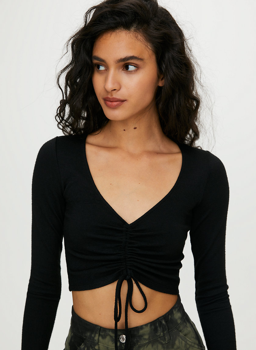LYNX LONGSLEEVE - Ruched tie-front tee LYNX LONGSLEEVE - Ruched tie-front tee