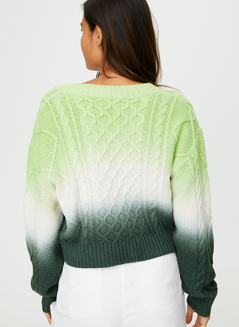 MYSTIC WOOL SWEATER - V-neck, cropped cable-knit sweater MYSTIC WOOL SWEATER - V-neck, cropped cable-knit sweater