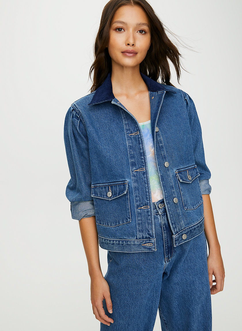 INDIE UTILITY JACKET - Denim jacket with corduroy collar INDIE UTILITY JACKET - Denim jacket with corduroy collar