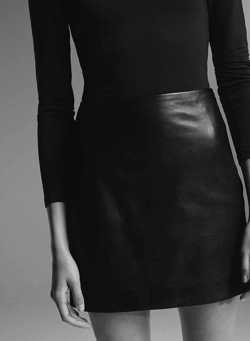 JANIS LEATHER MINI - Leather, a-line mini skirt JANIS LEATHER MINI - Leather, a-line mini skirt