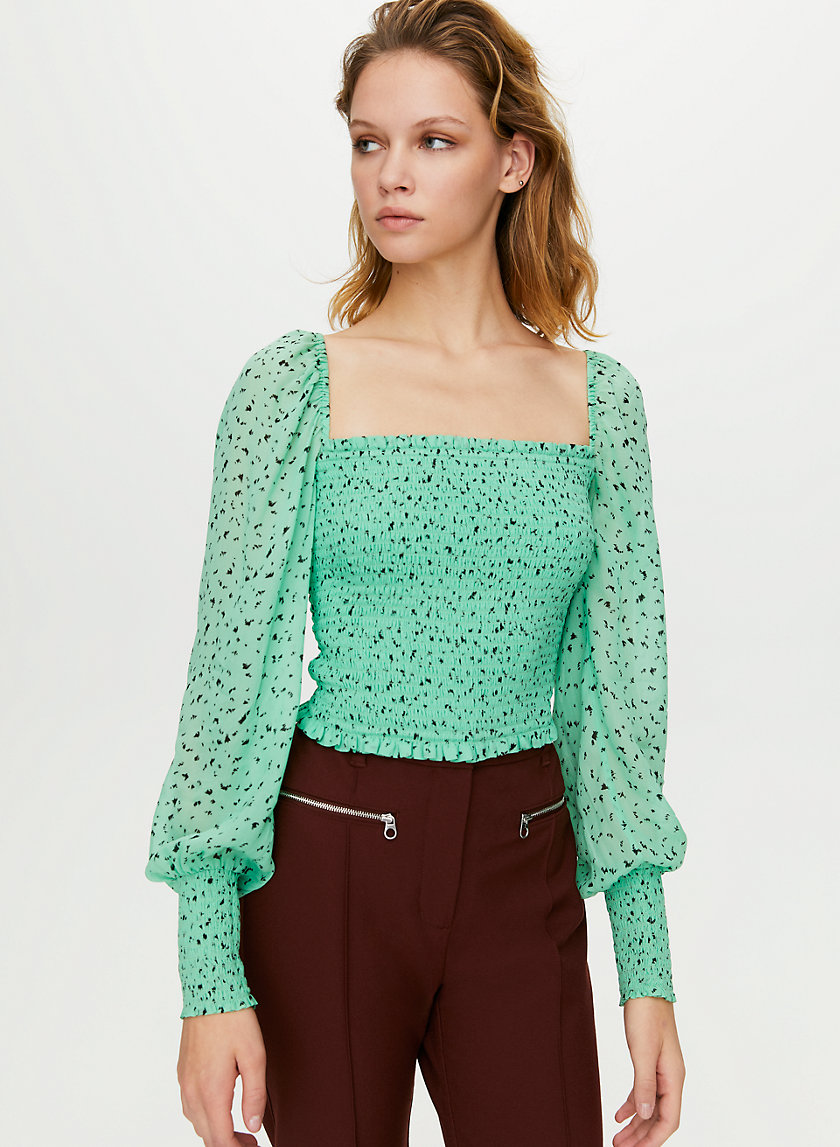 GIMLET BLOUSE - Smocked animal-print blouse GIMLET BLOUSE - Smocked animal-print blouse