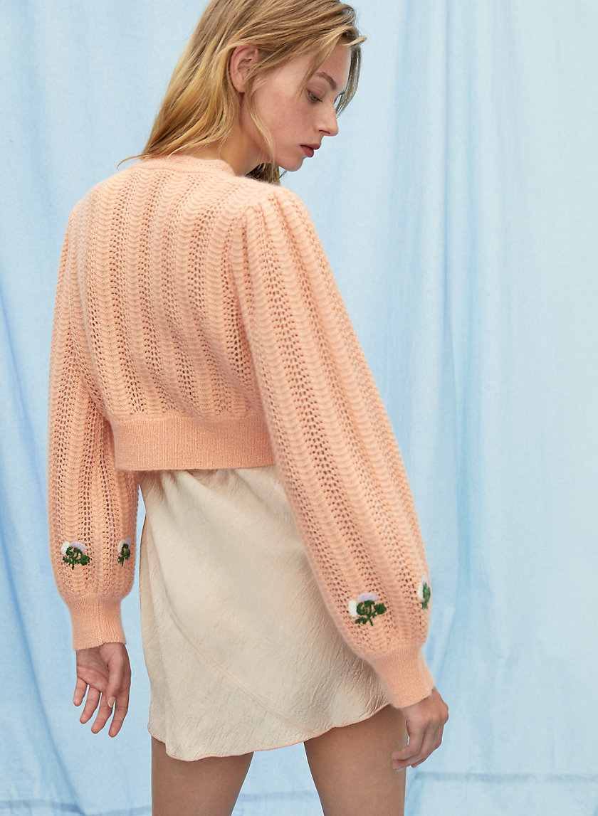 POLKA SWEATER - Puff-sleeve pointelle sweater POLKA SWEATER - Puff-sleeve pointelle sweater