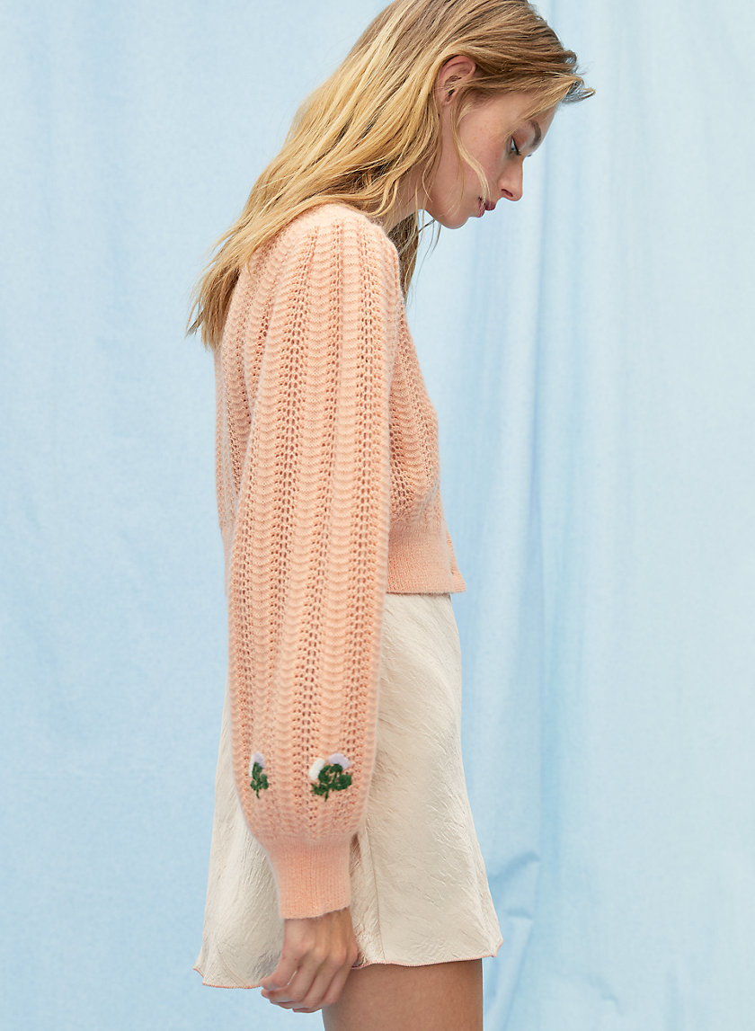POLKA SWEATER - Puff-sleeve pointelle sweater POLKA SWEATER - Puff-sleeve pointelle sweater