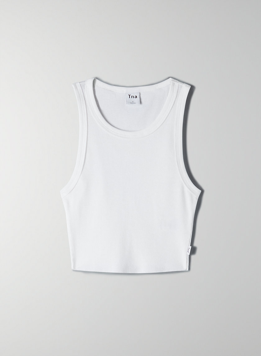 Cropped Rib Racerback Tank Ivory