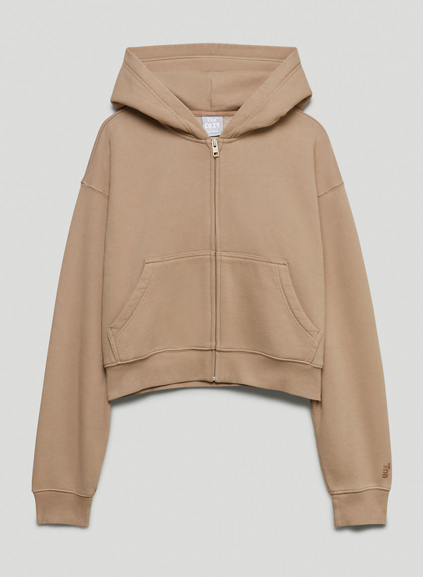 Cropped Zip-Up Hoodie - Brown