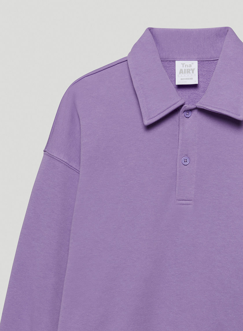 Tna AIRY FLEECE BOYFRIEND POLO SWEATSHIRT | Aritzia US