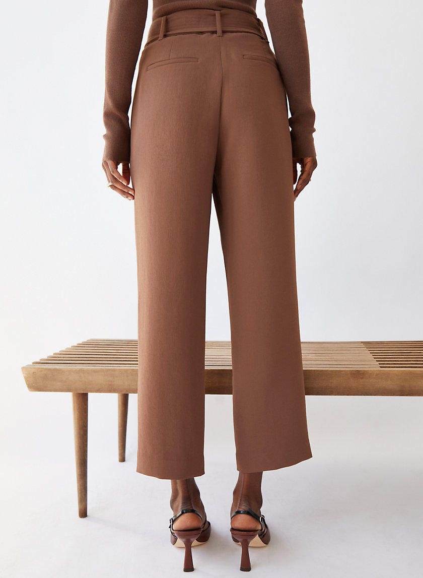 Naroote Long Trousers, Waist Tie Up Pants Pure Color Polyester
