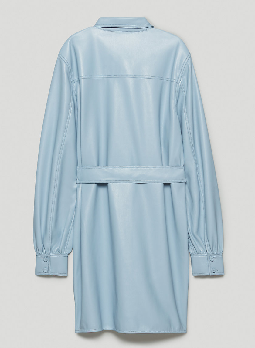 Maxi Length Belted Poplin Shirt Dress - Powder Blue