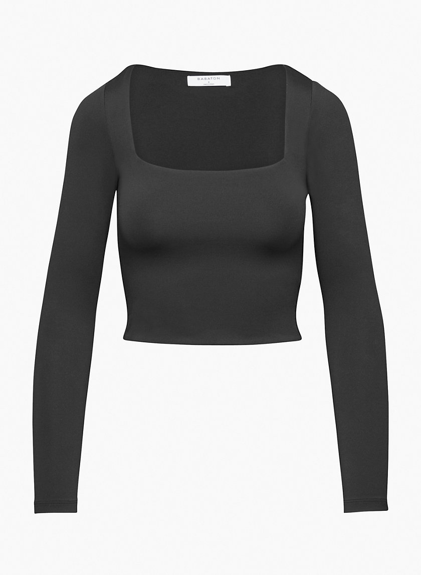 Aritzia, Tops, Aritzia Babaton Contour Squareneck Longsleeve Thong  Bodysuit Black Womens Large