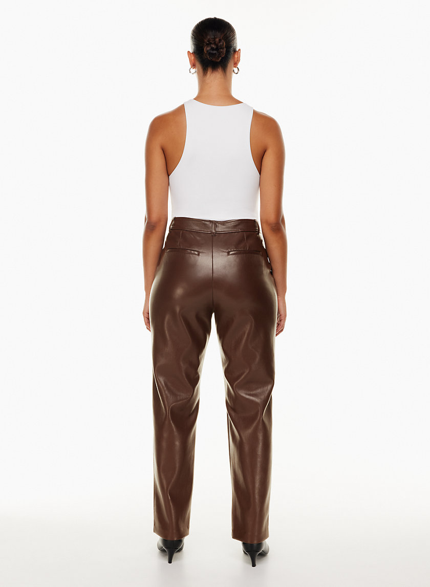 Aritzia Babaton Vegan Leather Command Crop Pants Brown Size 2