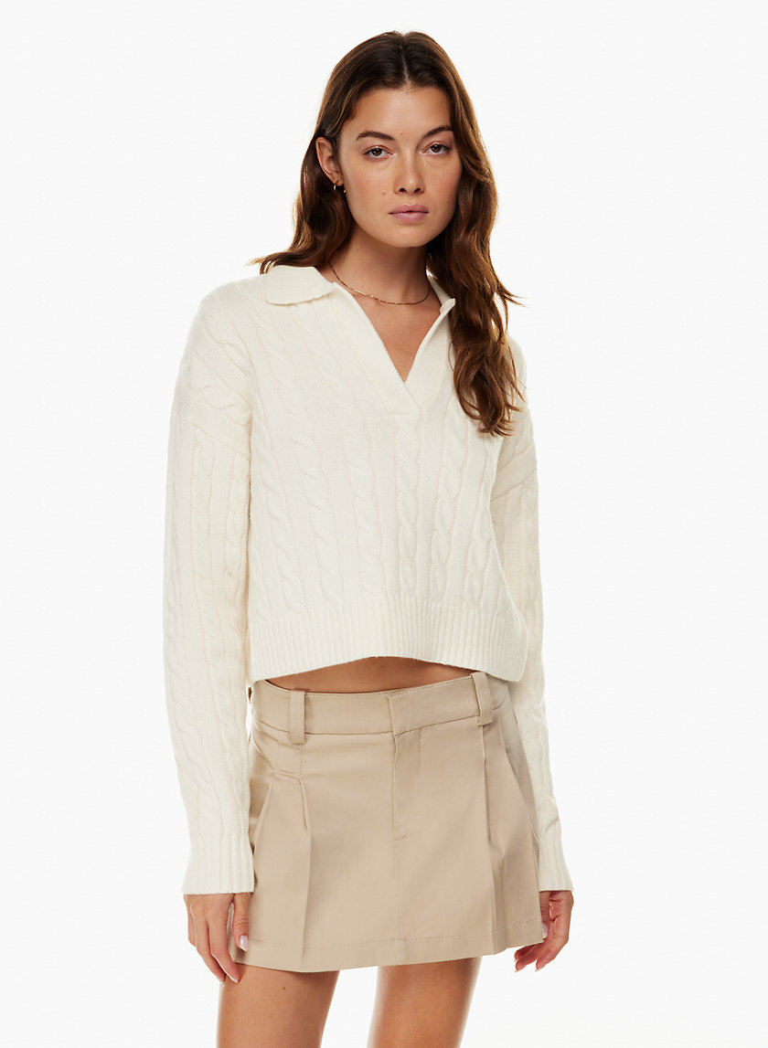 Lottie V-Notch Pullover Sweater in White by ExVoto main image 0