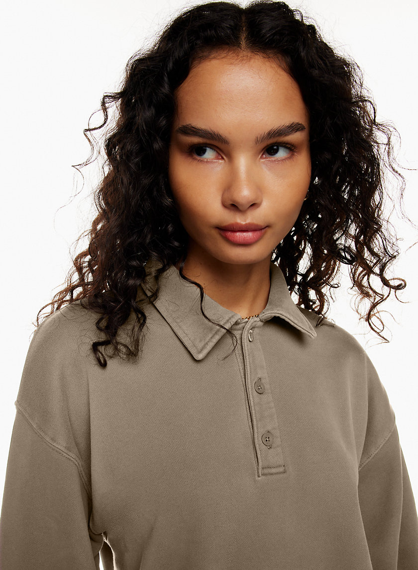 Tna NEW COZY FLEECE BOYFRIEND POLO SWEATSHIRT Aritzia CA