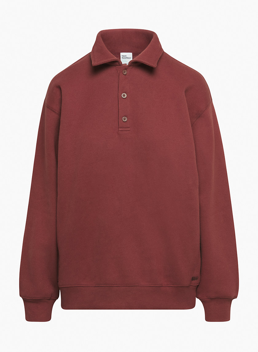 Tna NEW COZY FLEECE BOYFRIEND POLO SWEATSHIRT Aritzia US