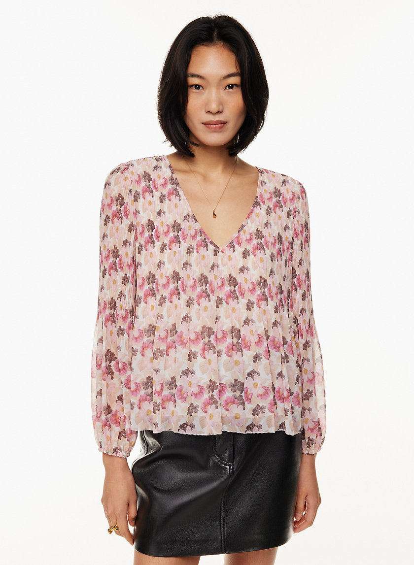 Golden Cotton Trapeze Blouse - Blurred Floral main image 1