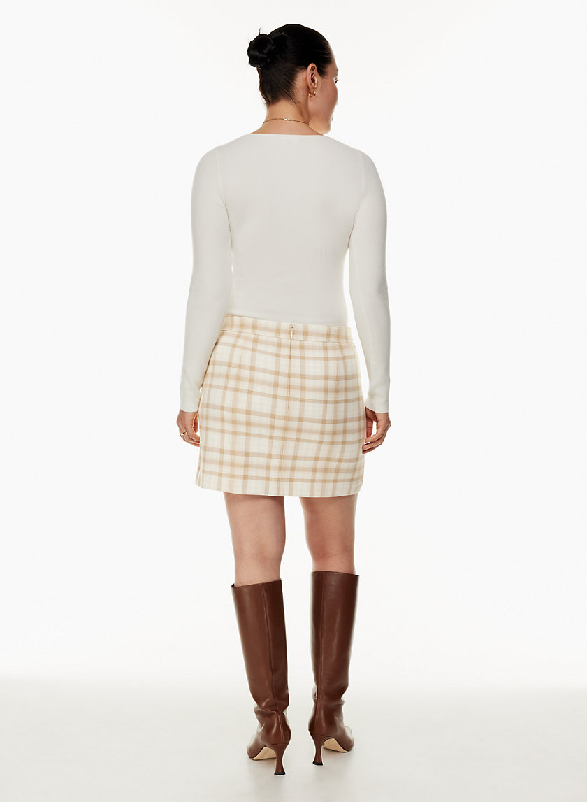 Set: Plaid Cropped Knit Camisole Top + Mini Pencil Skirt
