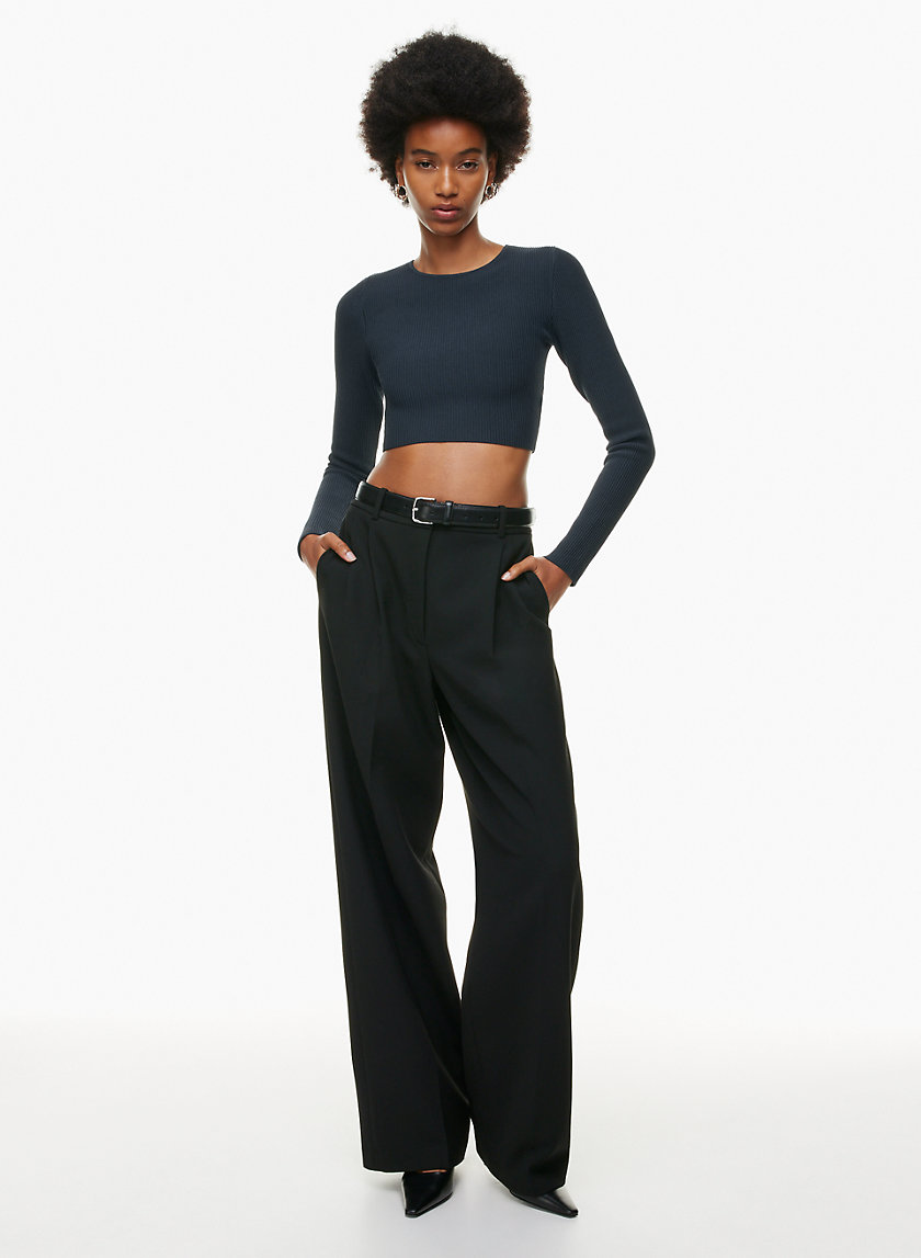 The Sculpt Society Everyday Long Sleeve Crop- Navy- Final Sale Xs