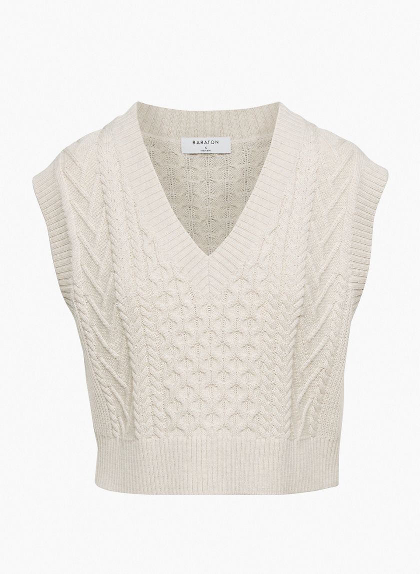 New Look relaxed fit cable knit vest in camel