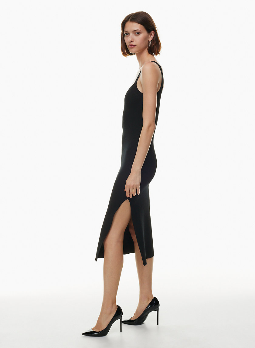 Topshop super soft shaping one shoulder slip dress in black